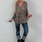 Plissee Long Top mit Animal-Print - beige-mehrfarbig