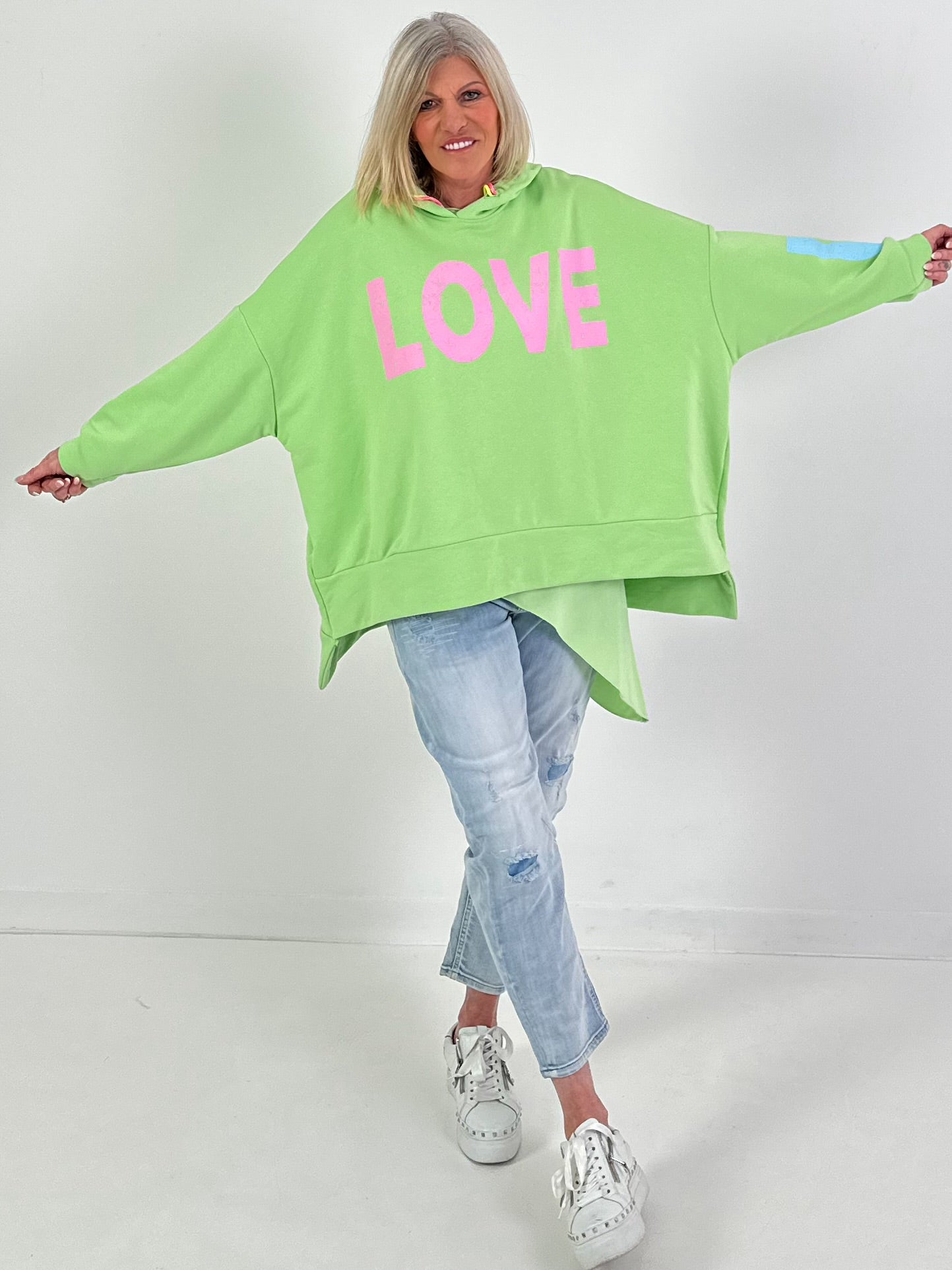 Oversized hoodie met liefdesmotief - groen