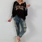 Strick Shirt mit Leo-Print - mokka