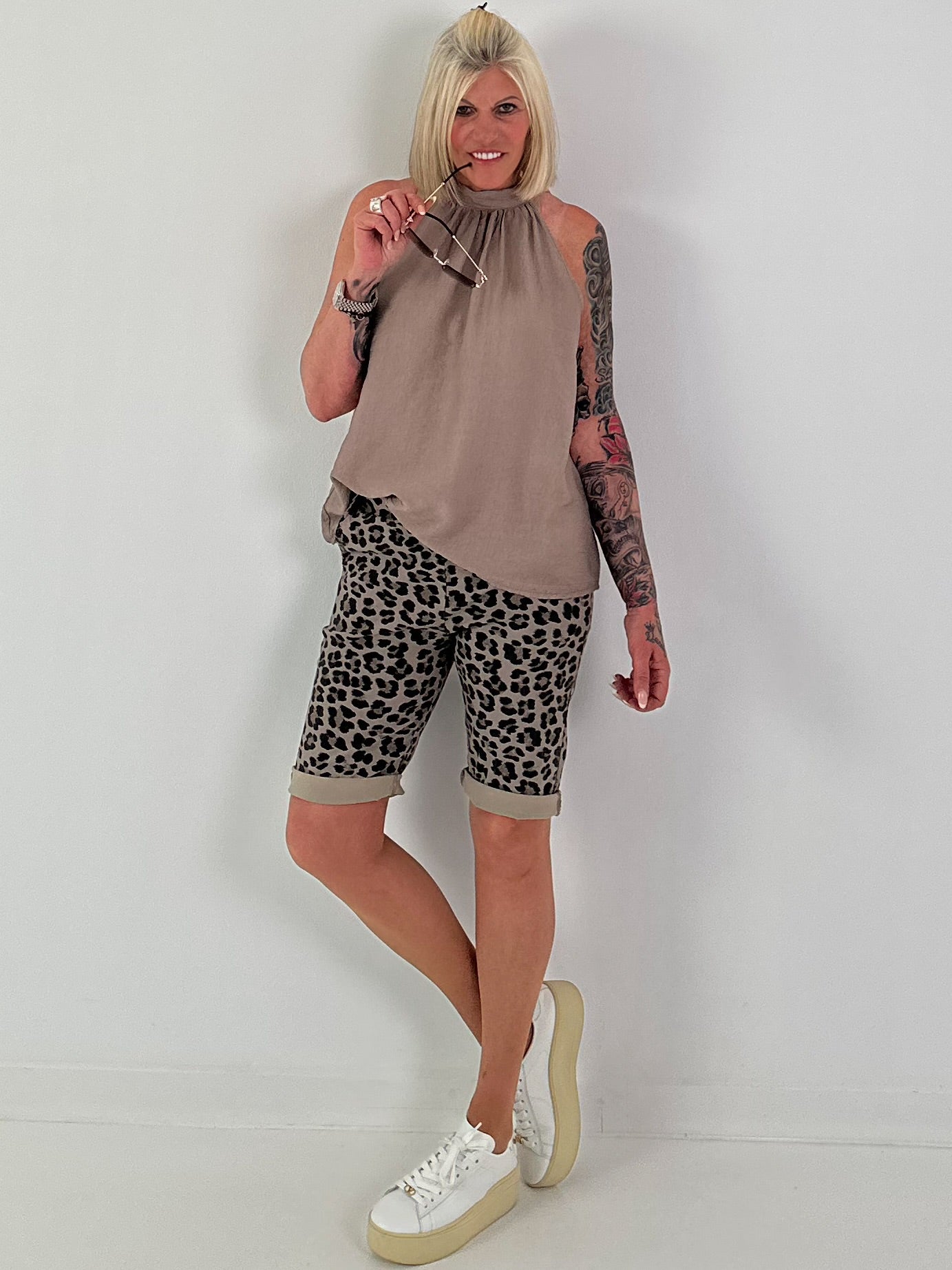 Neckholder Top -taupe