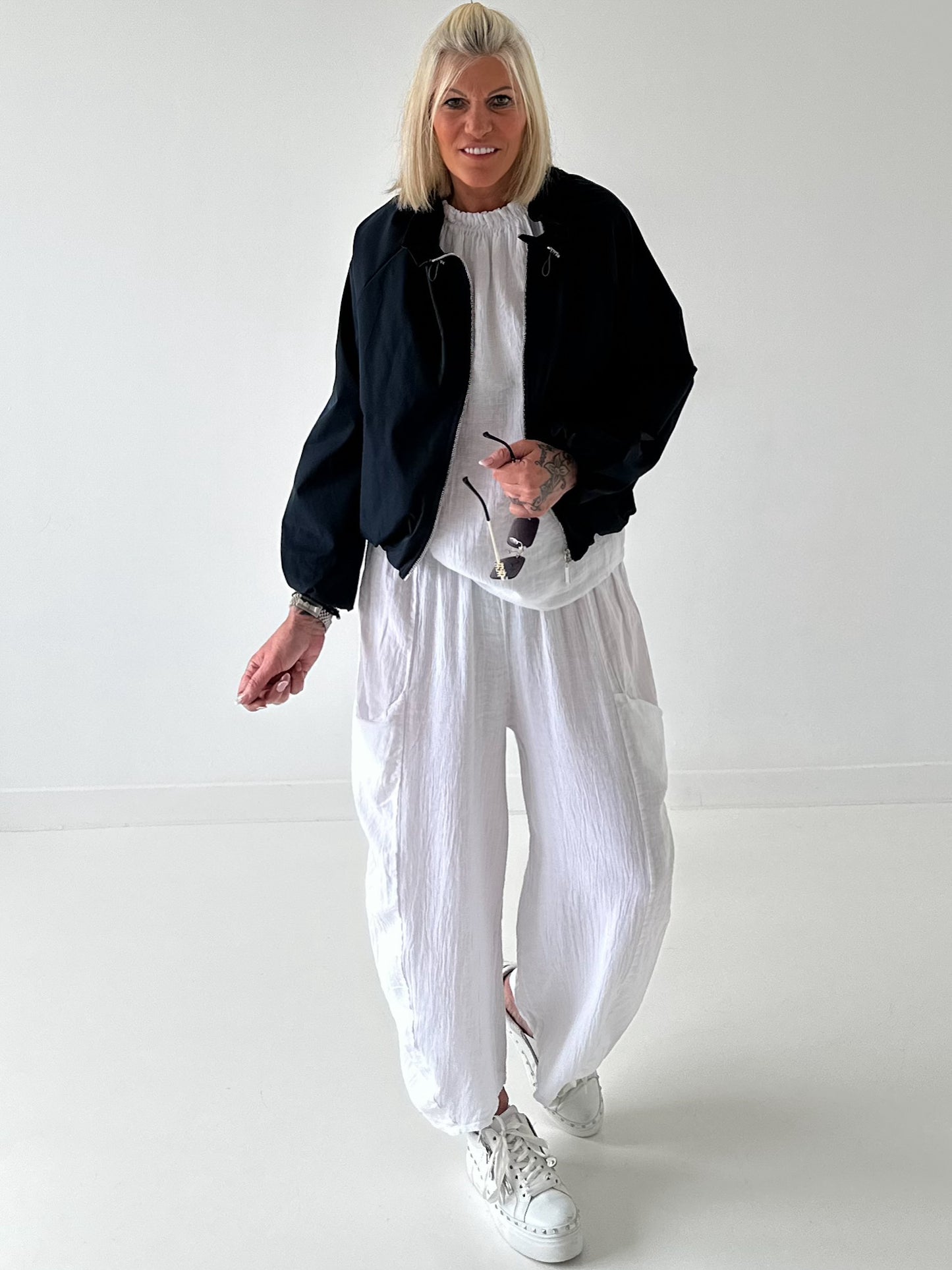 Ballon Jacke mit raffiniertem Kragen - dunkelblau