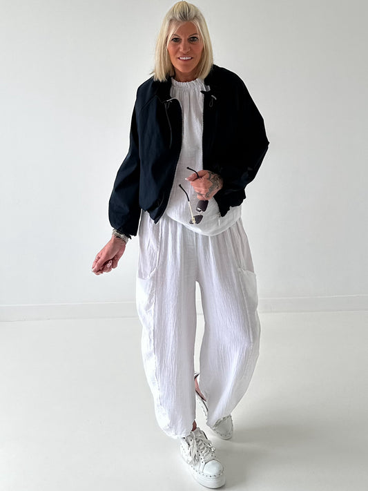 Ballon Jacke mit raffiniertem Kragen - dunkelblau