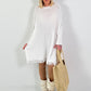 Strickkleid mit Fransen - weiss