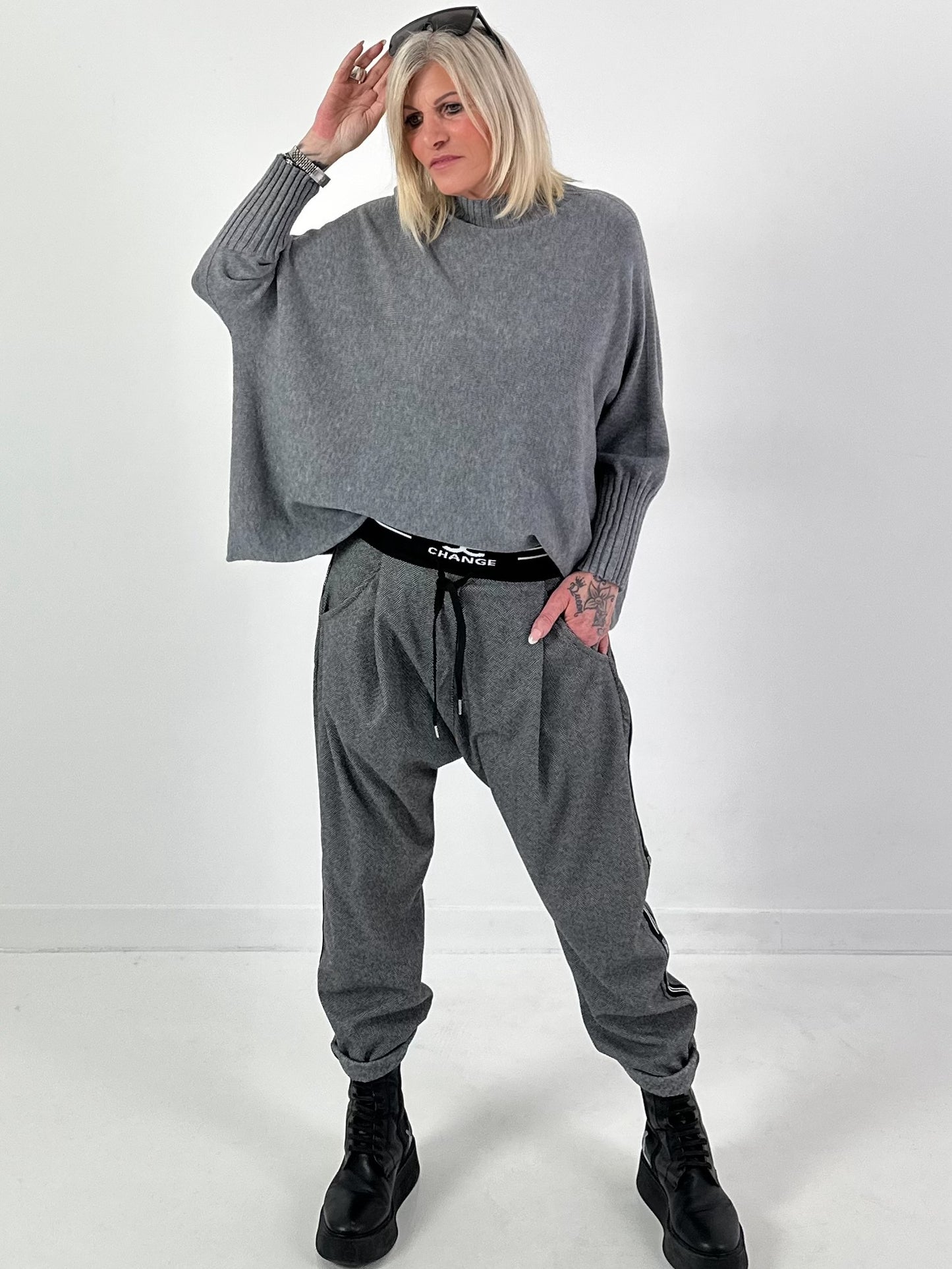 Turtleneck Pullover Modell "Free Fall" - grau