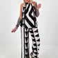 Two-piece outfit with graphic pattern - black and white