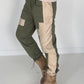 Sweathose im Materialmix - oliv-beige