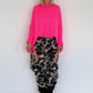 Pullover mit Stulpenärmeln und Zopfmuster - neonpink