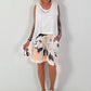 Leinen Short mit Batik Muster - weiss-neonorange-dunkelbraun