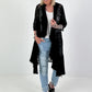 Lace coat in a material mix - black