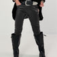 Vegan leather trousers with patch - black