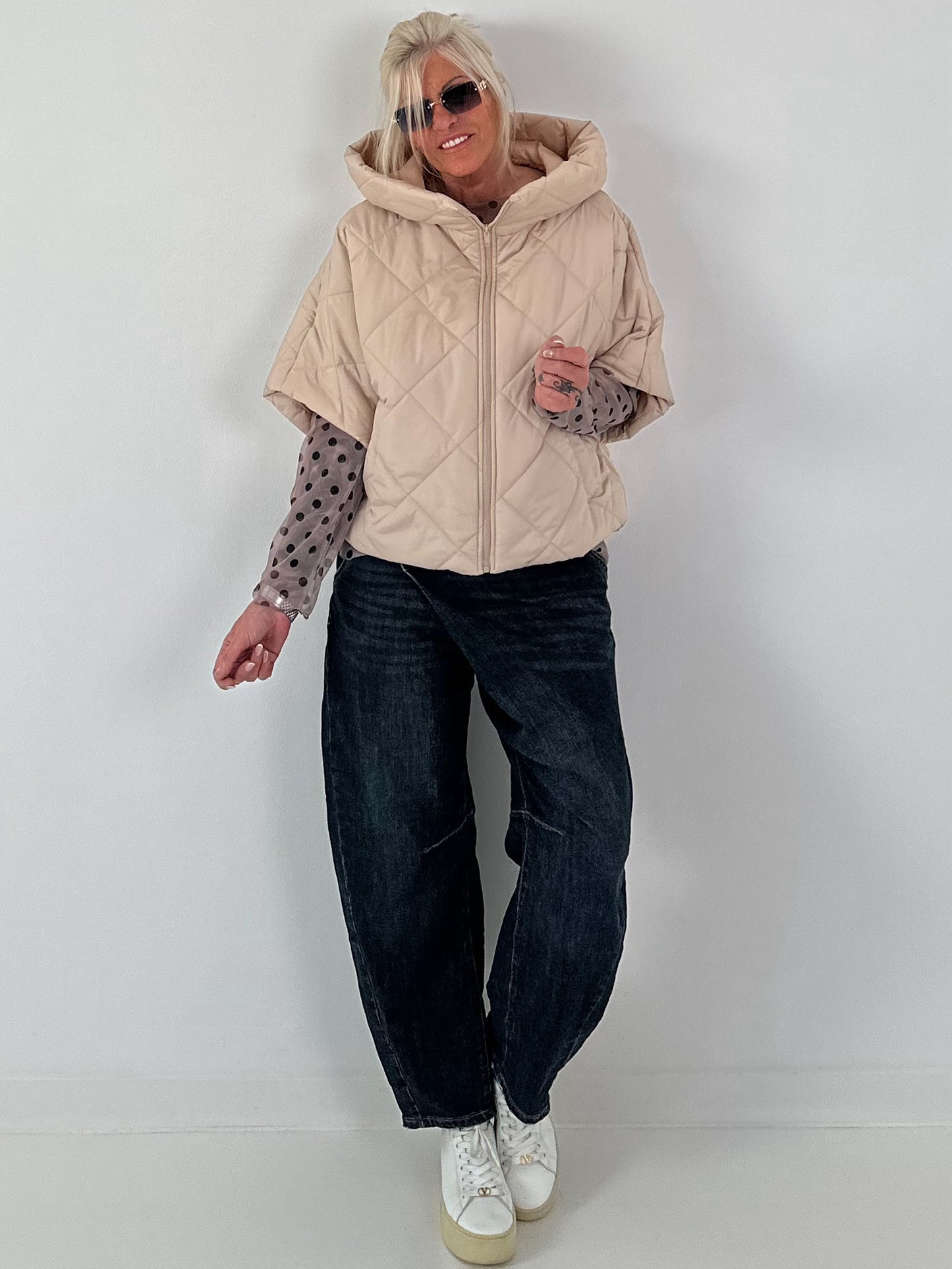 Jacket with XL collar and hood - beige
