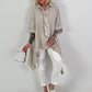Oversized Bluse asymmetrisch mit Krawatte - taupe