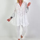 Tunic/dress with terrycloth appliqué - white