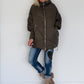 Oversized gewatteerd jack met polswarmers en capuchon - olijf
