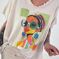 Oversized Shirt with Front Print - beige