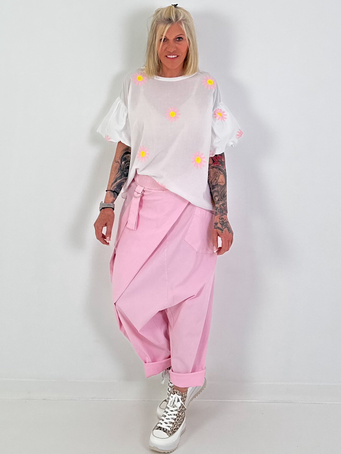 Blouse shirt with "puff sleeves" - white