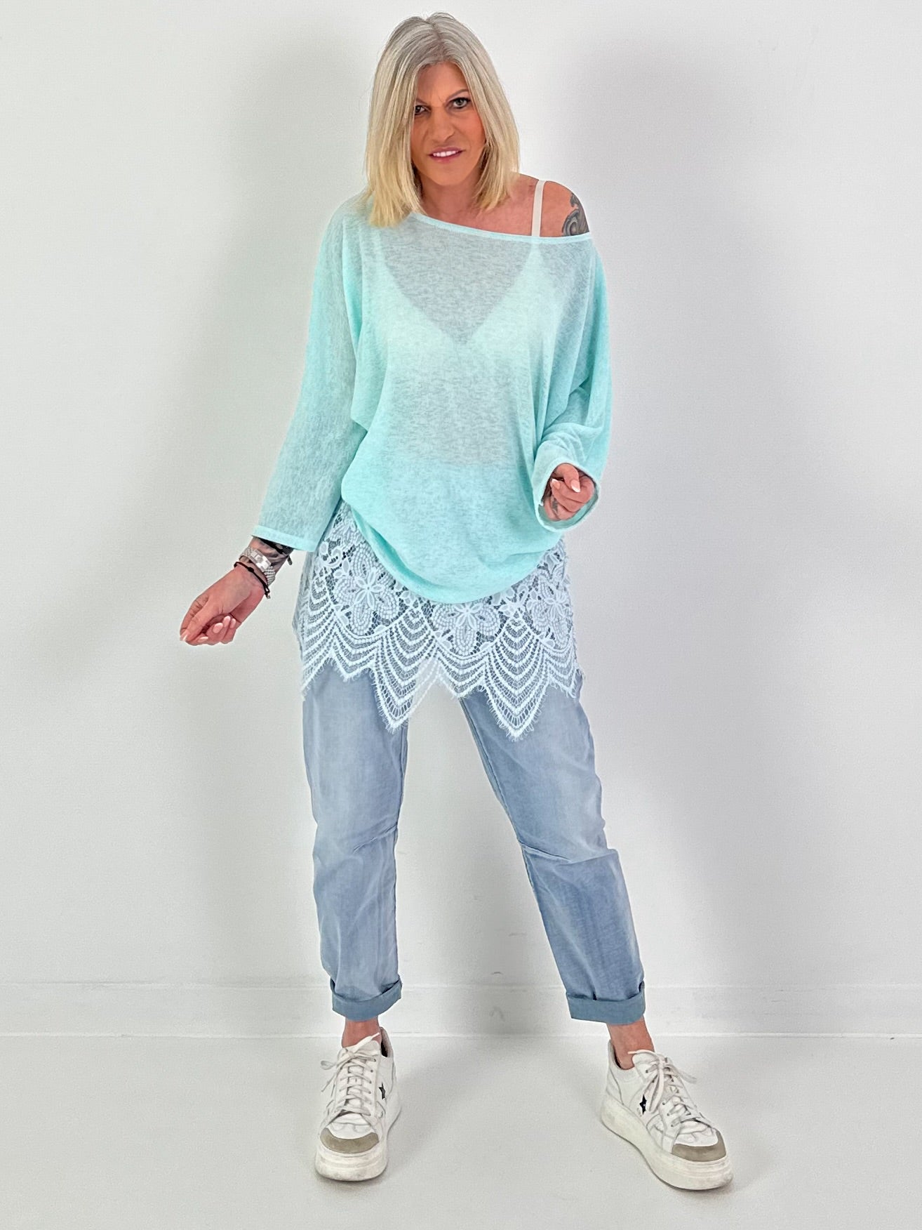 Leichter Oversized Pullover - mint