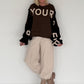 Sweater mit Strickeinsätzen - mokka