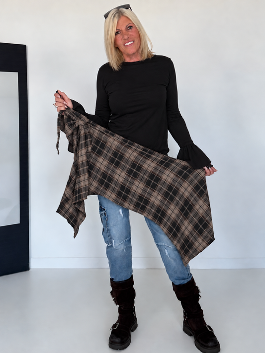 Waist Wrap im Karomuster - taupe-mehrfarbig