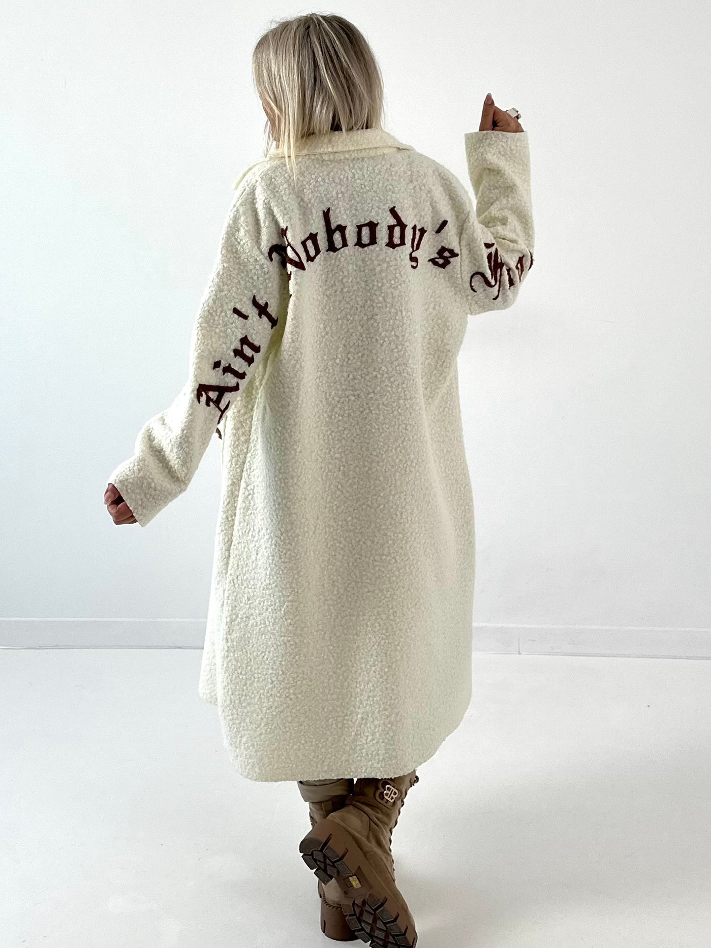 Bouclé jas model "Ecru Edge" - ecru