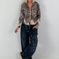 Blusenjacke mit Print - leo-khaki