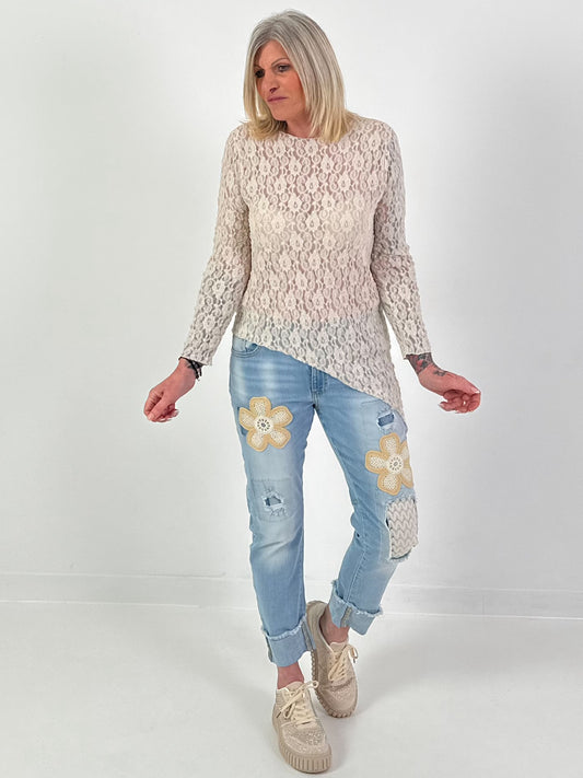 Asymmetrisches Shirt - beige