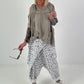 Leinen Shirt mit Ösen und Schulter Cut-Outs - taupe