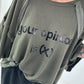 Oversized gebreid shirt met statementprint – olijf