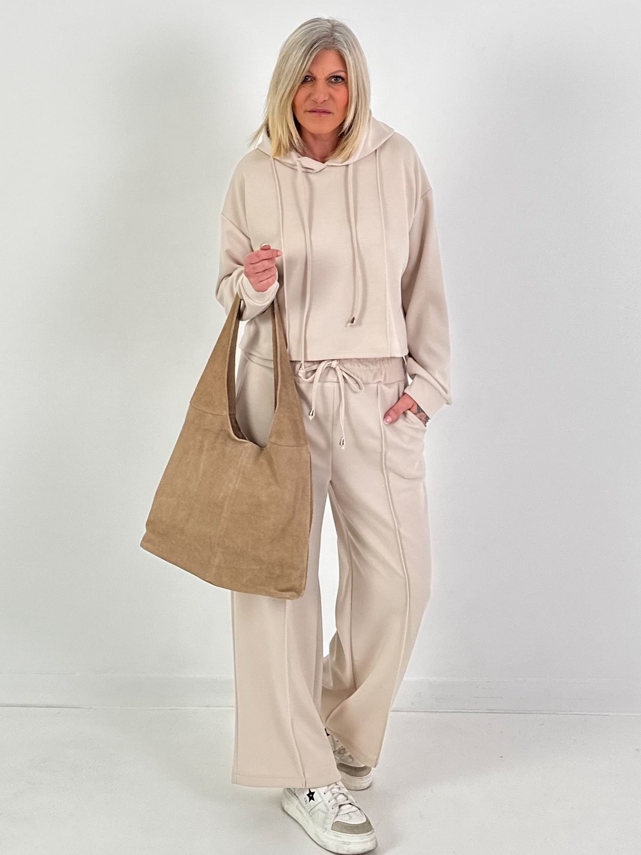 Casual suède tas - taupe