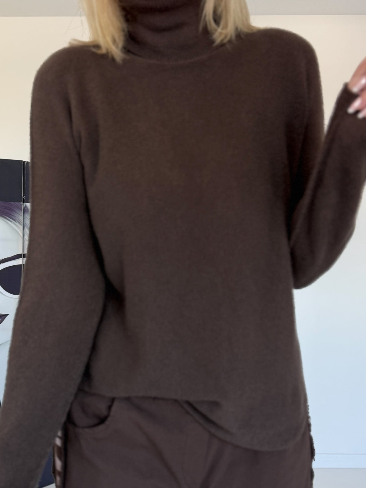Basic Rollkragenpullover - mokka