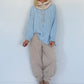 Soft chunky knit sweater with stand-up collar - light blue