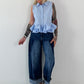 Sleeveless blouse with ruffles - light blue