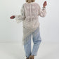 Boho Blouse with Crochet Collar - Beige