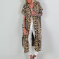Blouse dress with leopard print - camel