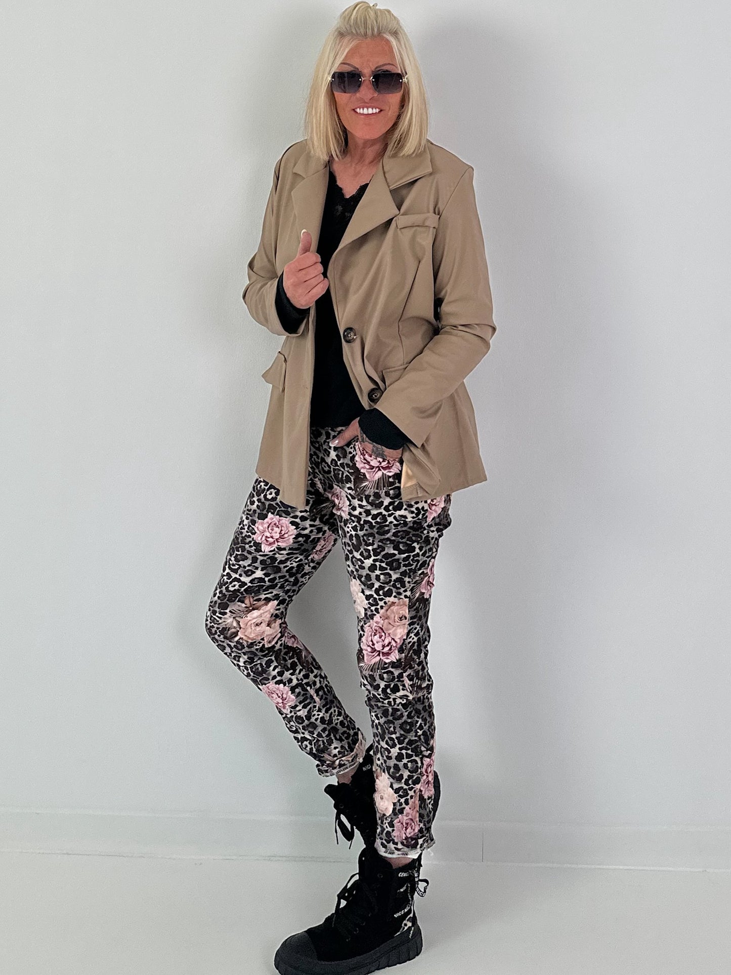 Blazer in Leder-Optik - taupe