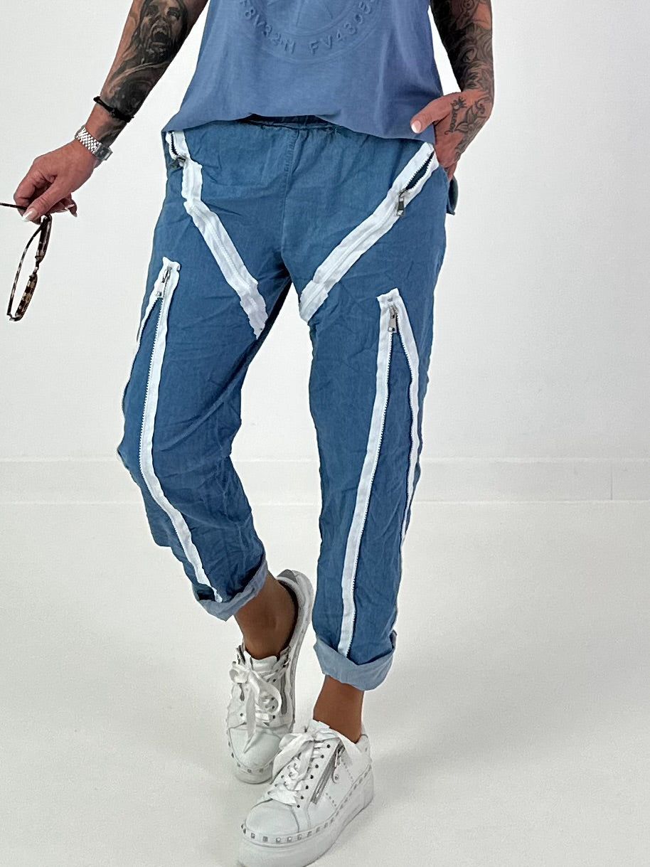 Jeans with zipper details - blue