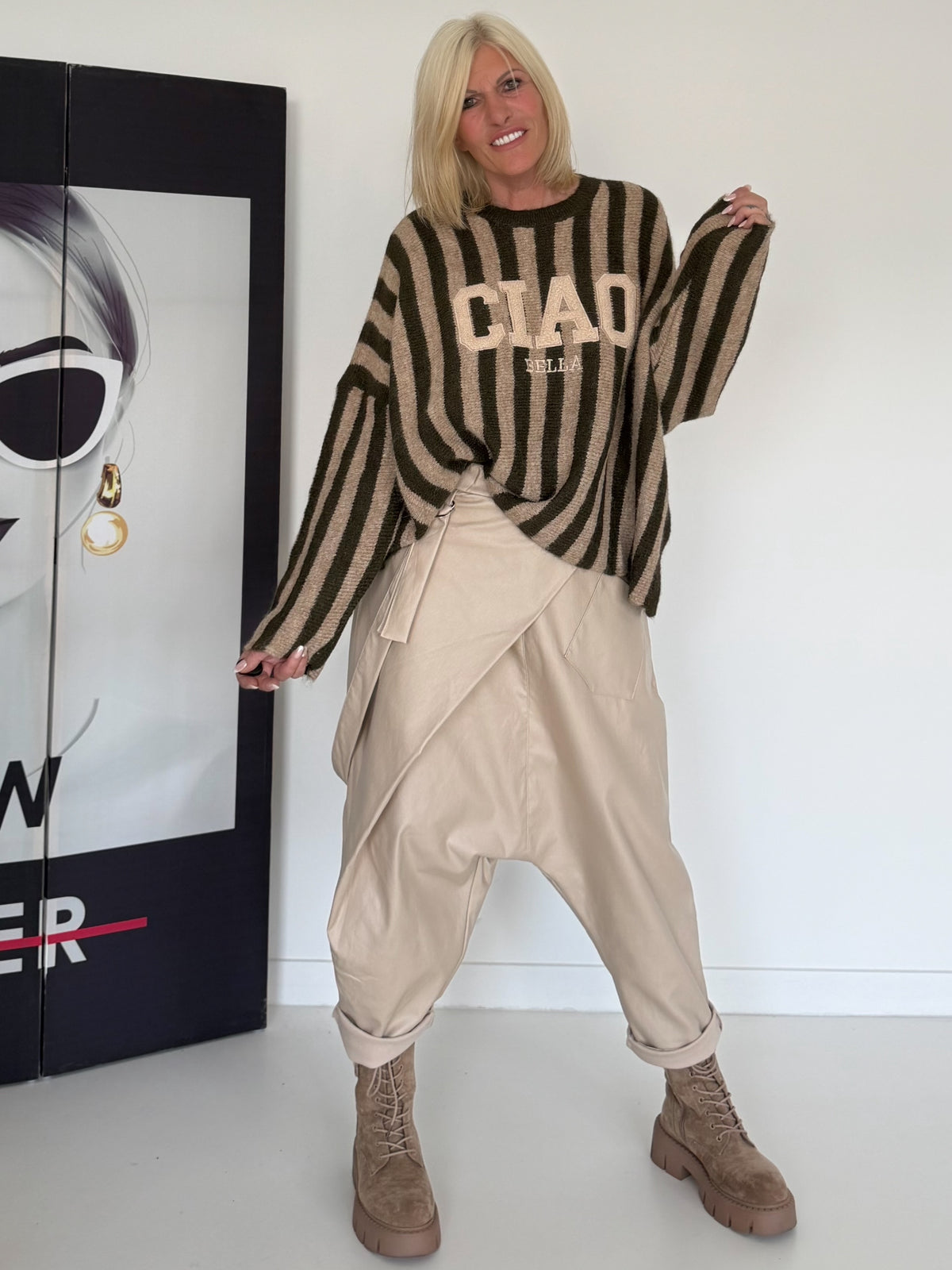 Oversized Pullover Ciao Bella - taupe-oliv