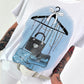 T-Shirt Glitter Bag - white-light blue