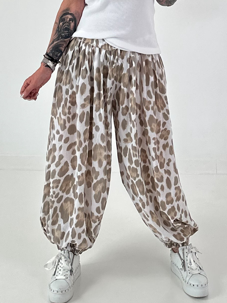 Leichte Pumphose mit stylischem Print  - weiss -mehrfarbig