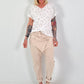 Fine-knit T-shirt Leo - white-beige