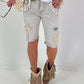 Jeans Shorts with Crochet Patches - Grey