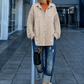 Lässiges Wildleder-Optik Hemd mit Strickarm - beige