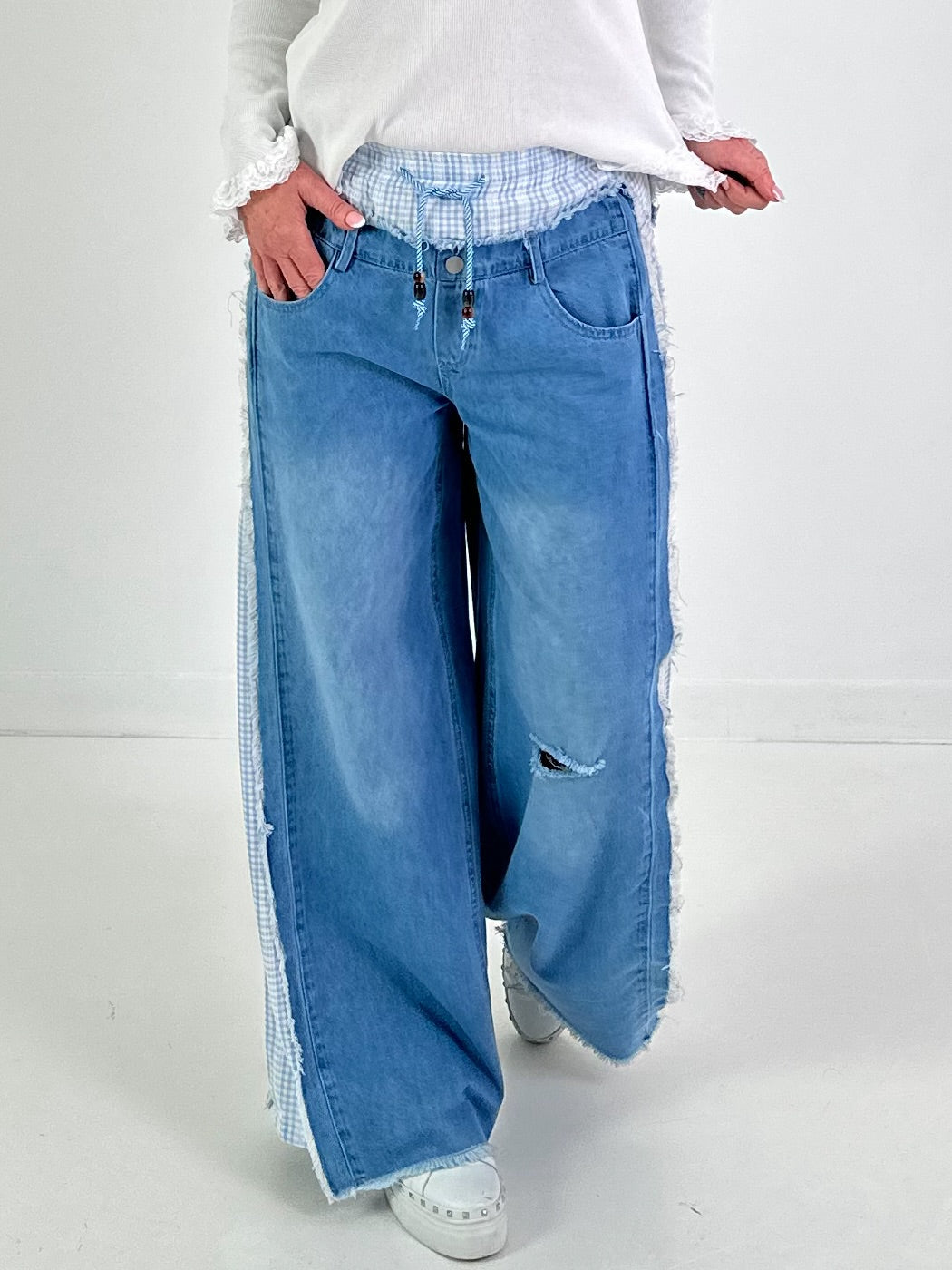 Jeansbroek model "Vichy Layer" - denim-lichtblauw