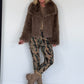 Faux fur jacket - taupe