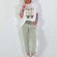 T-Shirt mit Schuhprint - weiss-khaki