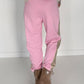Sweathose im Materialmix - rosa-beige