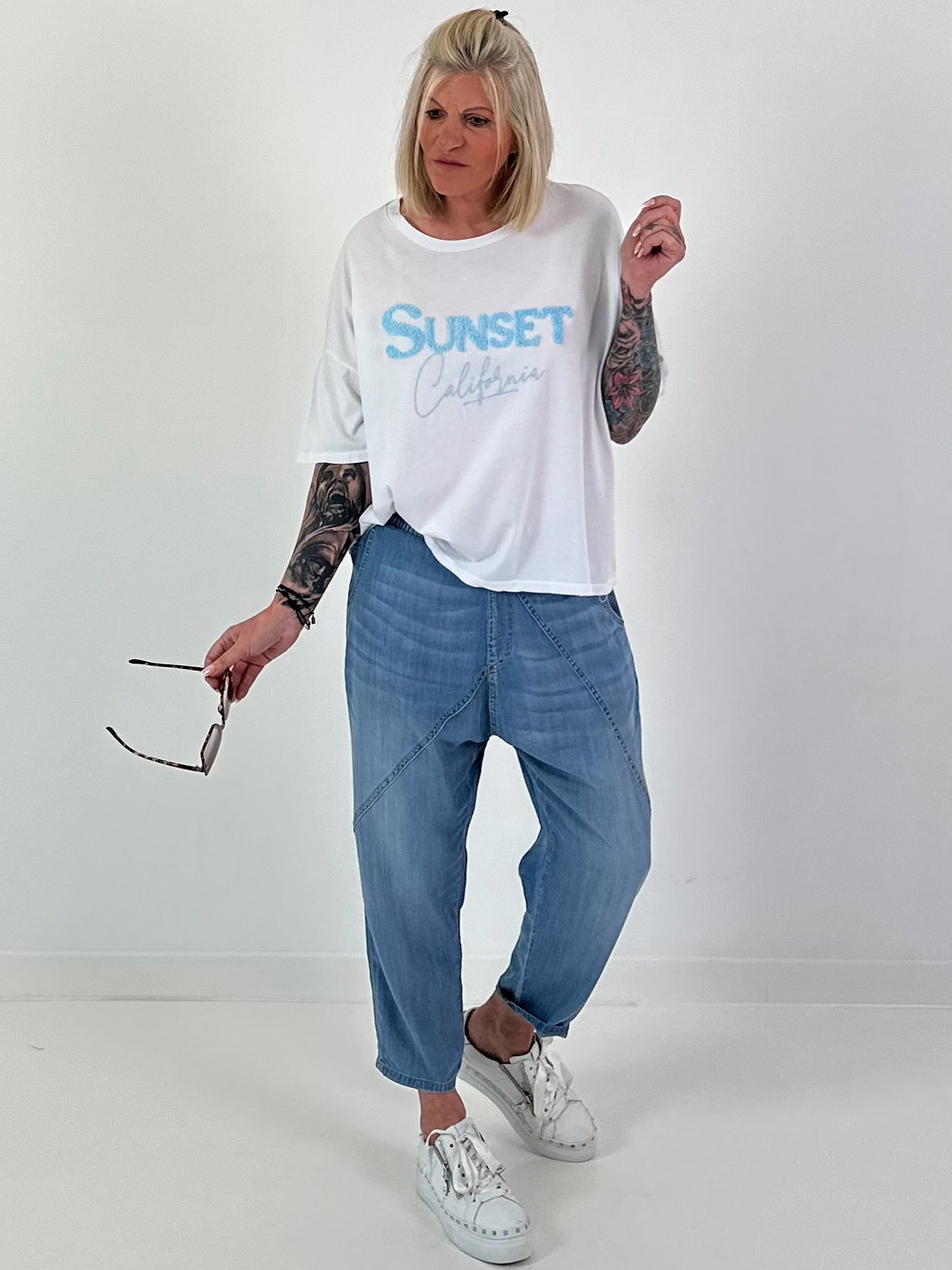 Oversized Shirt Sunset - white