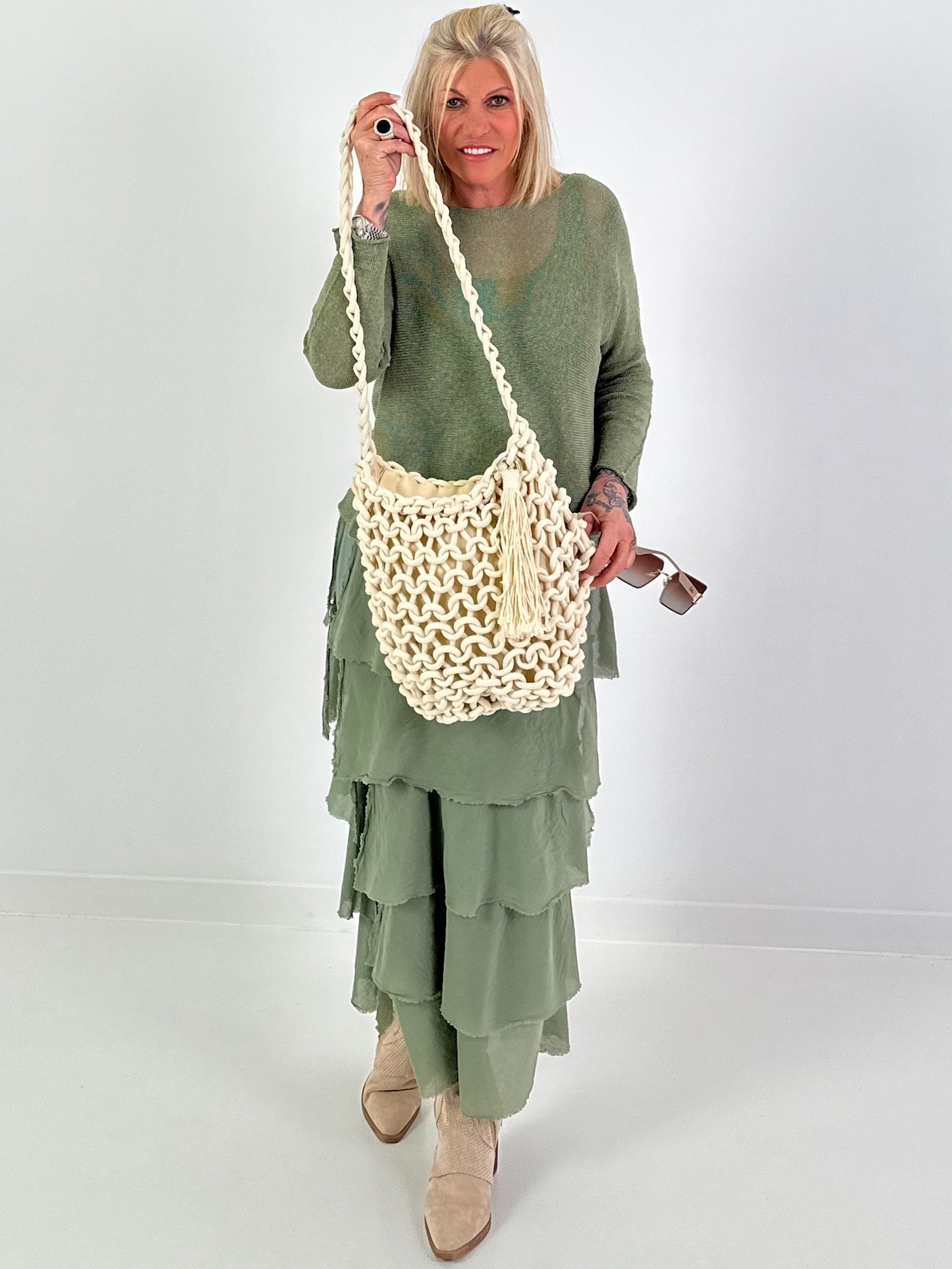 Light knit sweater - khaki