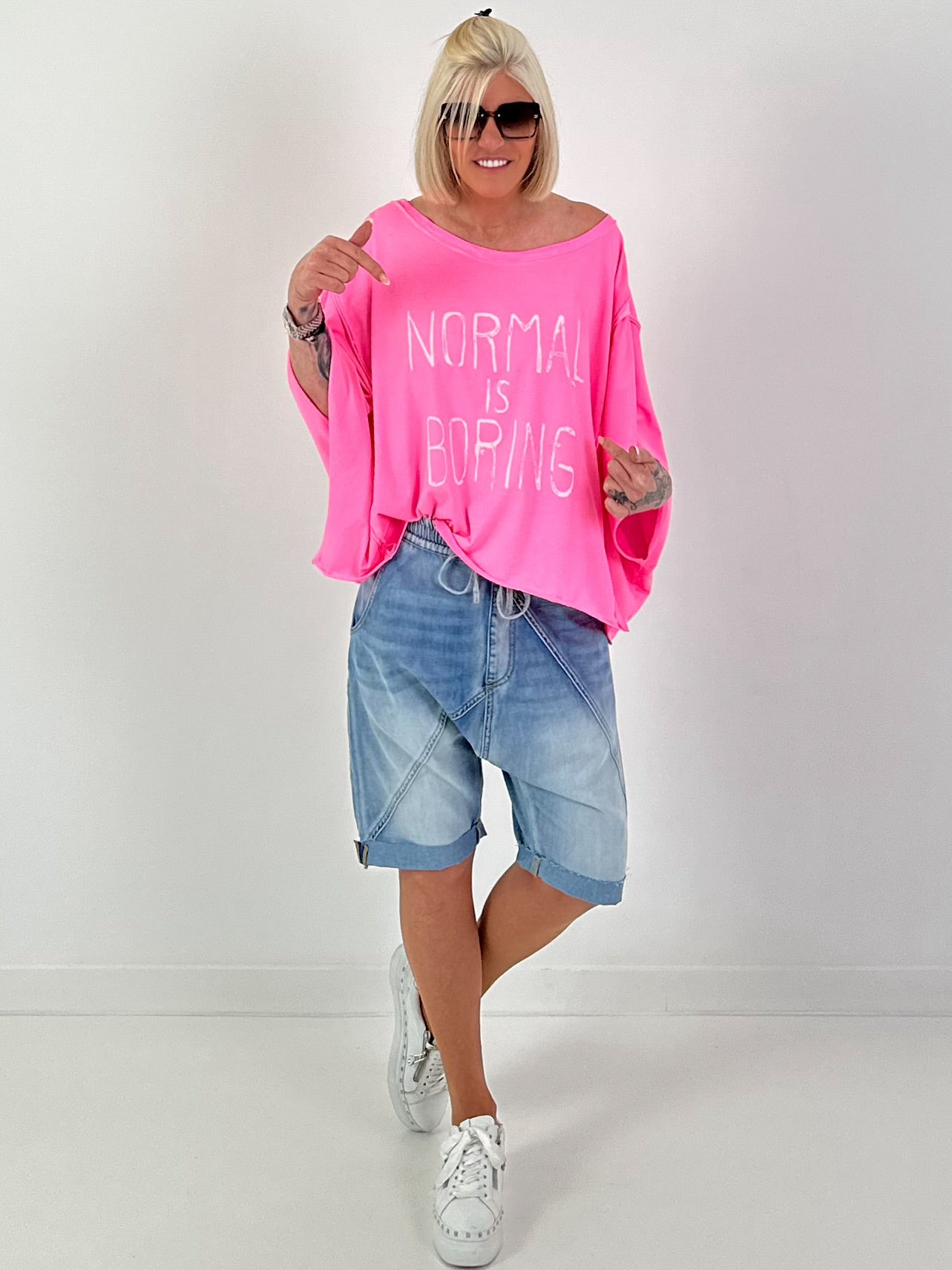 Oversized Shirt Normal is Boring - neon pink