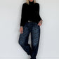 Jeans-Pumphose im Allover-Leoprint mit Gürtel - dark-denim